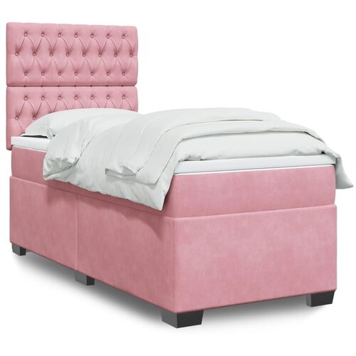 vidaXL Box spring postelja z vzmetnico roza 90x190 cm žamet Cene
