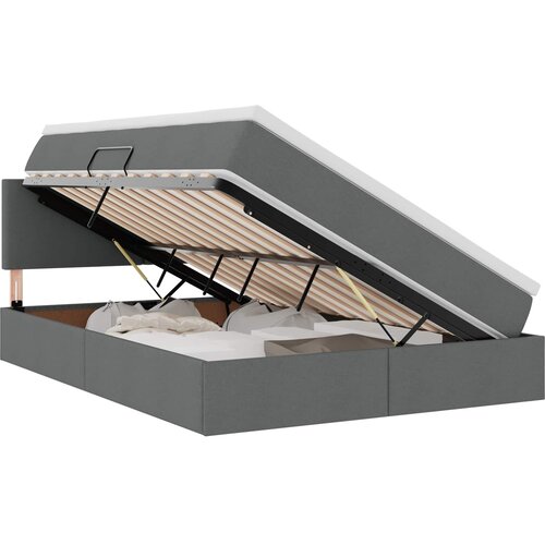  Krevet s prostorom za pohranu s LED-om Tamno siva 140 x 200 cm Slike