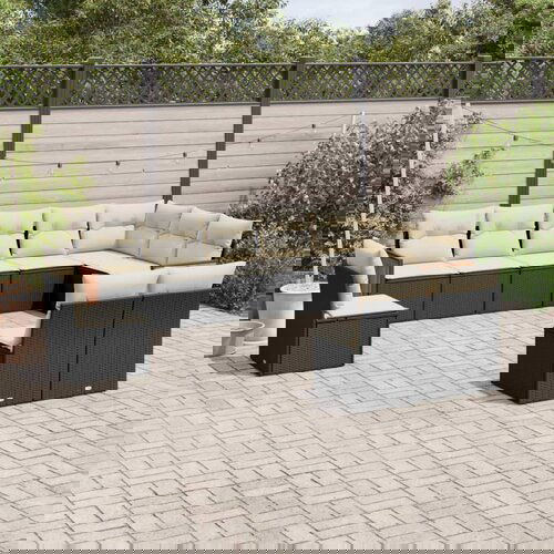  The Living Store Vrtna sedežna garnitura 10-delna z blazinami črn poli ratan - Vrtna Sedežna Garniture, (21452634) Cene