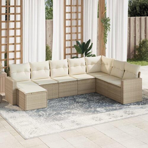 vidaXL 8-dijelni set vrtnih sofa od poliratana s jastucima bež Cijene