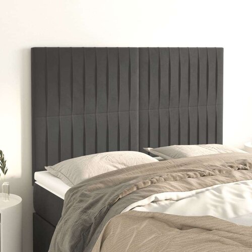  Posteljno vzglavje 4 kosa temno siv 72x5x78/88 cm žamet, (20952703) Slike