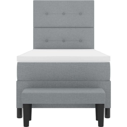 Box Spring Krevet s Madracem i Klupom Svijetlosivi 90x200 cm Tkanina Slike