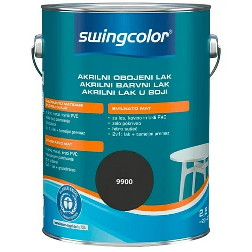 SWINGCOLOR Akrilni barvni lak Swingcolor (črna, svilnato mat, 2,5 l)