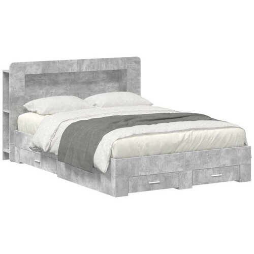  Okvir kreveta s pohranom Betonska siva 150 x 200 cm - Betonska siva 150 x200 cm sa sredi&scaron;njom policom Cijene