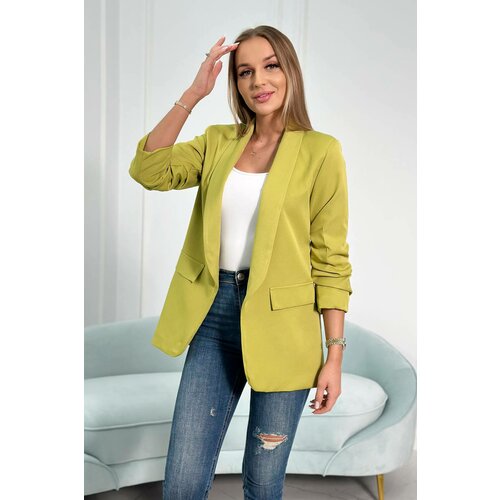 Kesi Elegant blazer with lapels, grey olive Slike