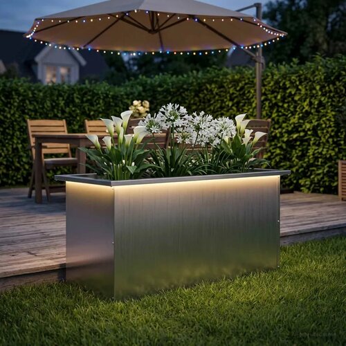  Vrtna posuda za sadnju s LED svjetlom Srebrna 40 x 80 x 40 cm - Pocinčani čelik 40 x 80 x 40 cm 1 Cijene