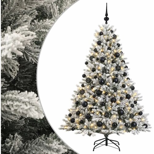 Umjetno božićno drvce s kuglicom 240 cm 300 LED lampica - Zelena i bijela 240 cm s LED-ima i crnim lopticama Slike