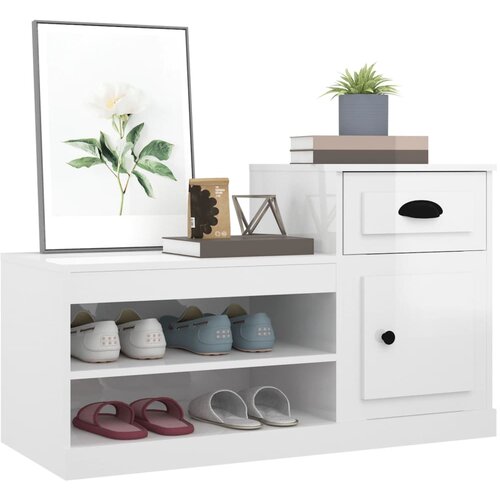  za cipele sjajni bijeli 100x42x60 cm konstruirano drvo Slike