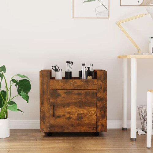 vidaXL Kolica za radni stol boja dimljenog hrasta 60x45x60 cm drvena Cijene