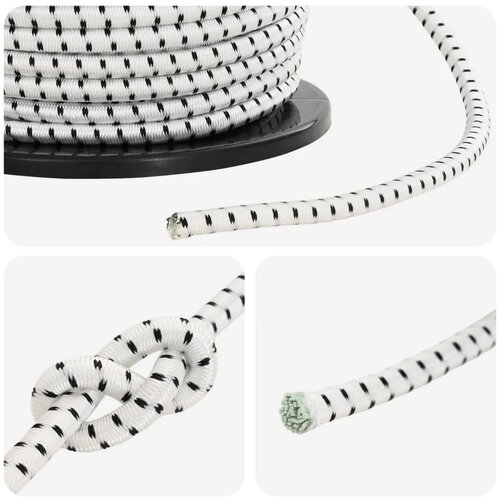  Bungee užadi 10 mm Crna i bijela PP i guma - Crno i bijelo 10 mm 10 m Cene