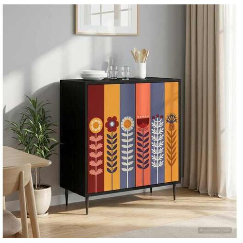 vidaXL Kreveta ESSEN Crni hrast 69 x 33 x 76 cm Konstruirano drvo - Uzorak suncokreta Cijene