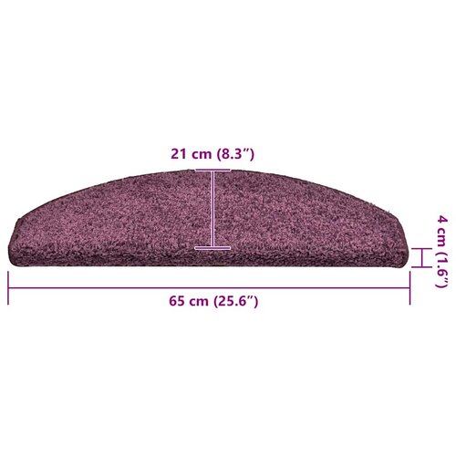  Prostirke za stepenice 30 kom 65x21x4 cm tamnoljubičaste poluokrugle velike Slike