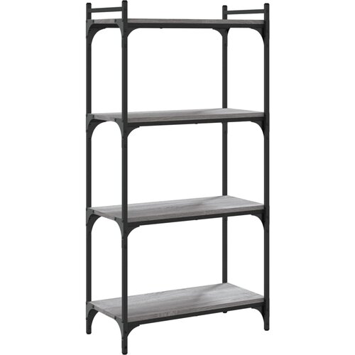  Regal za knjige s 4 razine siva boja hrasta 60x30x120 cm drveni Slike