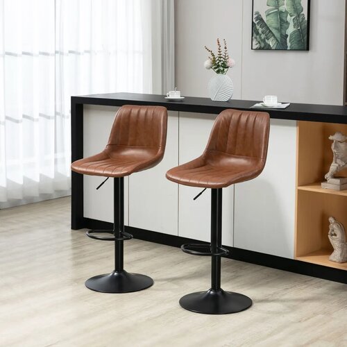  Set od 2 barske stolice u retro stilu s osloncem za noge podesiva visina 43 cm x 49 5 cm x 111 cm Slike