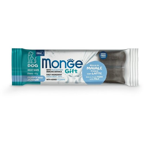 Monge Meat bars Puppy and Junior Poslastica za &amp;scaron;tence, Svinjetina sa mlekom, 40g Slike