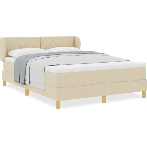 Box Spring Krevet s Madracem u Krem 140x200 cm Tkanina Slike