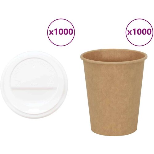 vidaXL papirnate šalice za kavu s poklopcima 1000 kom 8 oz 200 ml Cijene