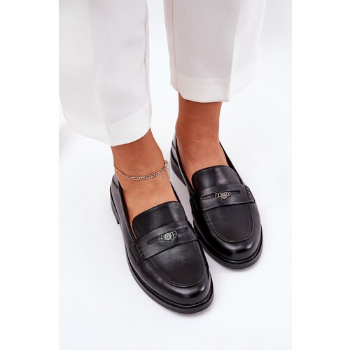 VINCEZA Elegant Women's Loafers Made Of Natural Leather Black 18100 Cene