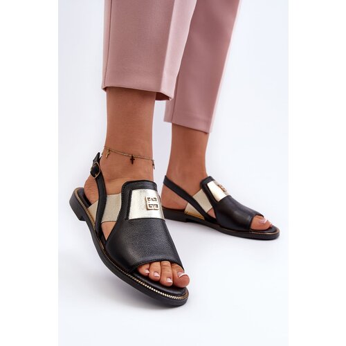 Kesi Zazoo Women's Leather Sandals Black Cene