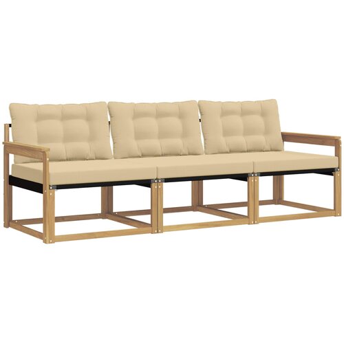  Set vanjskih sofa s jastukom 3 pcs Bijela i bež Slike