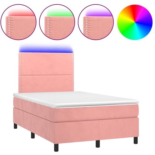 Maison Chic Box spring postelja - Vzmetna postelja z vzmetnico LED roza 120x200 cm žamet SL22202, (21892050) Cene