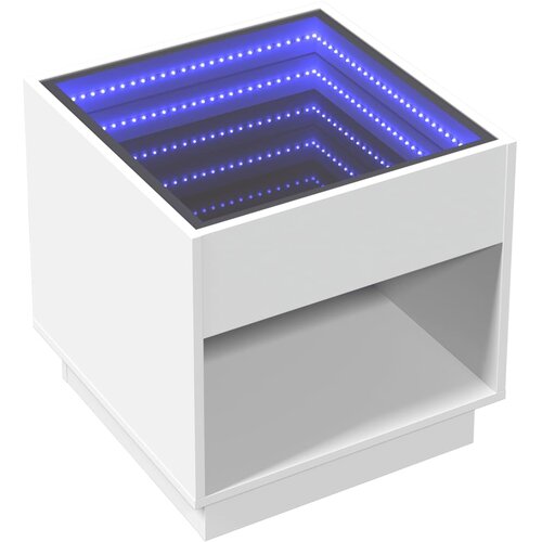  Stolić za kavu s beskonačnim LED svjetlima bijeli 50x50x50 cm Slike