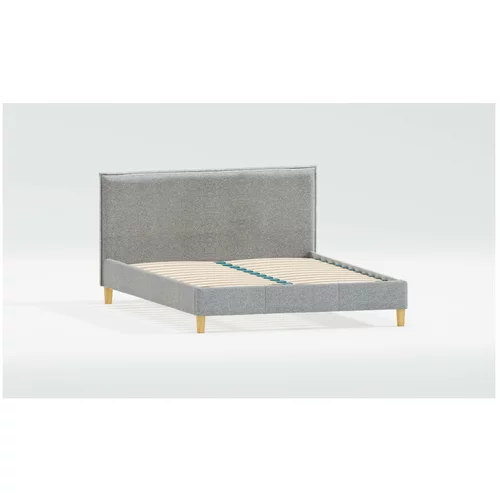 Ropez Sivi tapecirani bračni krevet s podnicom 180x200 cm Tina –