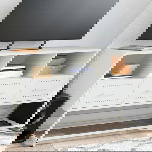 VidaXL TV ormarić bijeli 100,5 x 39 x 60,5 cm čelični Slike