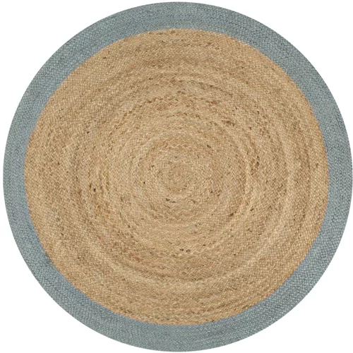 vidaXL Ručno rađeni tepih od jute s maslinastozelenim rubom 150 cm