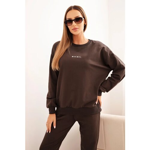 Polski Women&amp;#039;s cotton set with Minimal print brown Slike