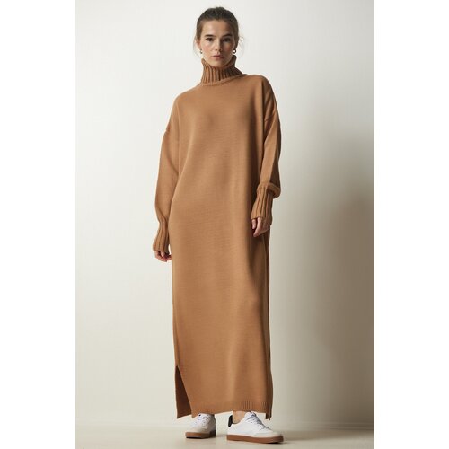  Women&amp;#039;s Biscuit Turtleneck Slit Oversize Knitwear Dress Slike