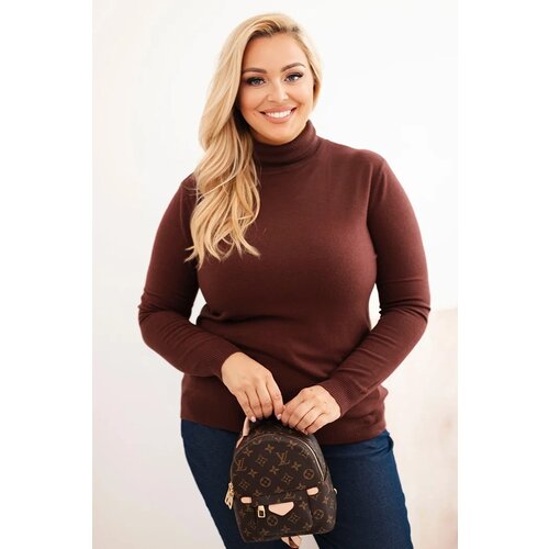 Kesi Włoski Plus Size women's sweater in a classic cut brown Cene