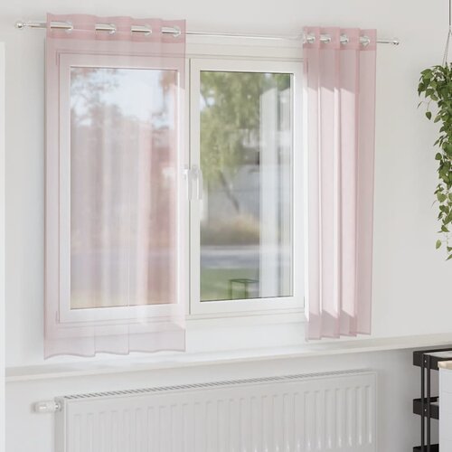 VidaXL Voile zavese z vponkami 2 kosa svetlo roza 140x140 cm Slike