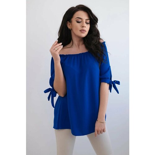 Kesi Spanish blouse with sleeve ties cornflower blue Slike