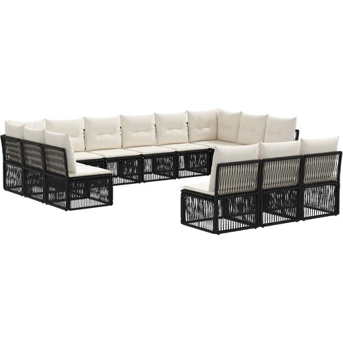 vidaXL Vrtna sedežna garnitura 13 pcs Črna poli ratan, (5000270804) Cene