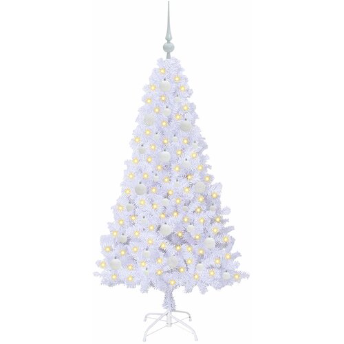  Umjetno božićno drvce Bijela 150 cm PVC i čelik Slike