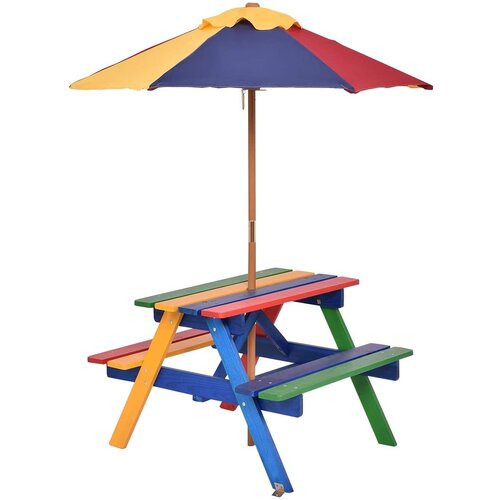 Costway Piknik set za otroke Miza za piknik + klop + dežnik, (5000018635) Cene
