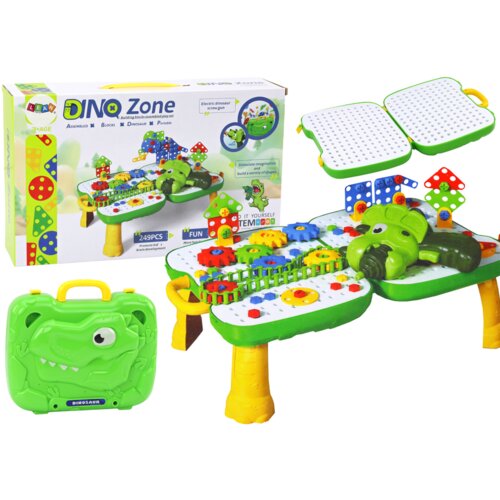  Table Suitcase DIY Set Puzzle Blocks Dinosaur Screwdriver 249 pieces. Cene