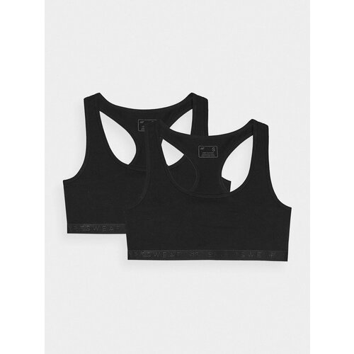 4f Women's Cotton Bra for Everyday Wear (2 Pack) - Black Slike