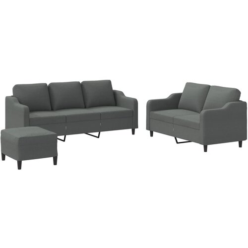  3-dijelni set sofa s jastucima tamnosivi od tkanine Slike