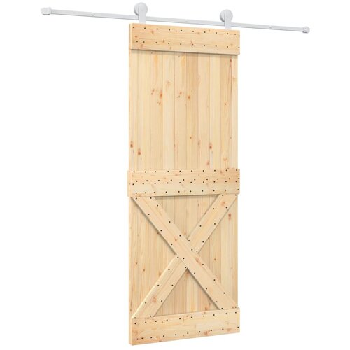VidaXL Klizna vrata s priborom za montažu 80 x 210 cm masivna borovina Slike