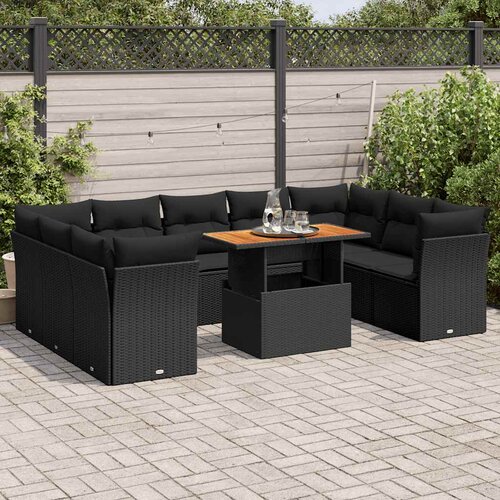  10-dijelni set vrtnih sofa od poliratana s jastucima Slike
