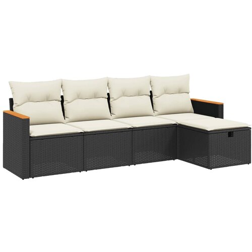  5-dijelna vrtna garnitura od poliratana s jastucima crna 61.5 x 62 x 69 cm Slike