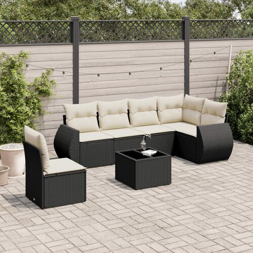  7-dijelni set vrtnih sofa od poliratana s jastucima crni Cijene