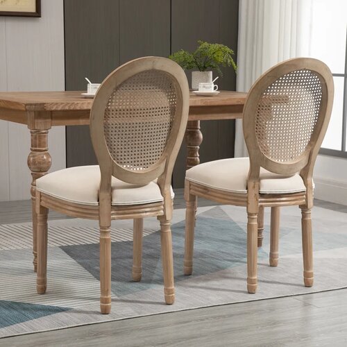  Kuhinjske stolice set od 2 puno drvo 49x56x96 cm krem-prirodno Slike