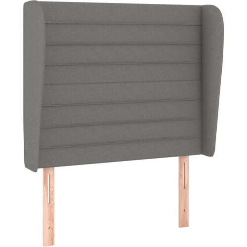 VidaXL Vzglavje z u&amp;scaron;esi temno sivo 103x23x118/128 cm blago, (20932694) Slike
