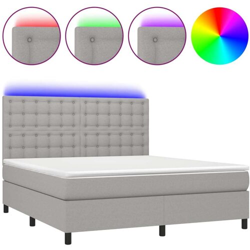  Krevet box spring s madracem LED svjetlosivi 160x200 cm tkanina Slike