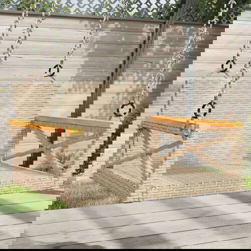  Klupa za ljuljanje bež 63x62x40 cm od poliratana Slike