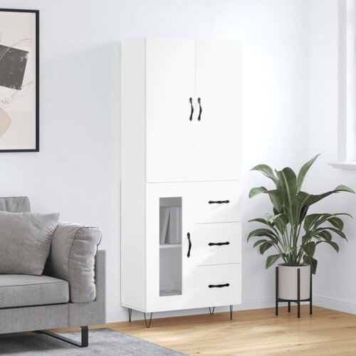 vidaXL Visoka omara bela 69,5x34x180 cm inženirski les Cene
