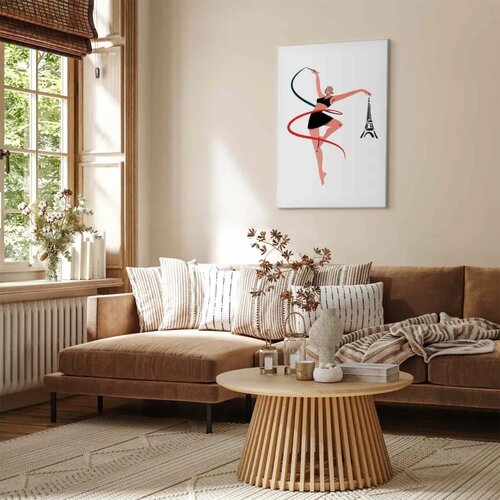  Slika - Rhythmic Gymnastics - Illustration of a Woman With a Ribbon 40x60 Akustična Slike